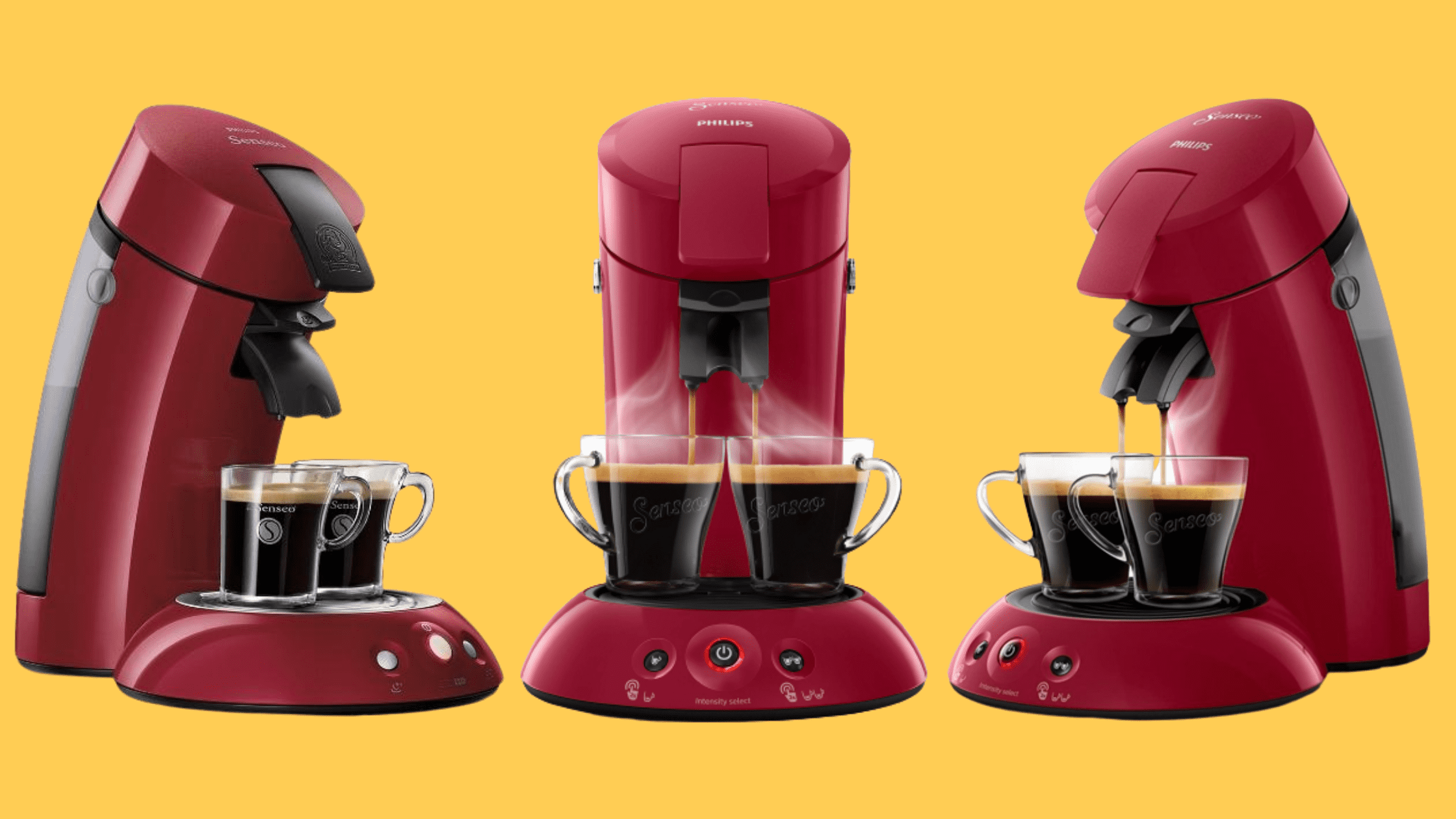 Machine à café à dosette Philips Senseo Viva Intensity plus, rouge sur